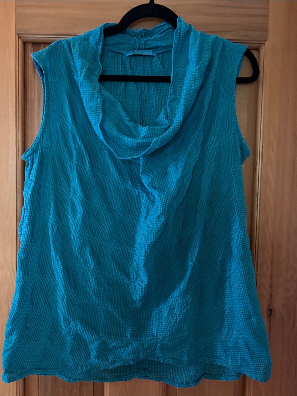 Cut Loose Sleeveless Turquoise Cowl Neck Women's Top